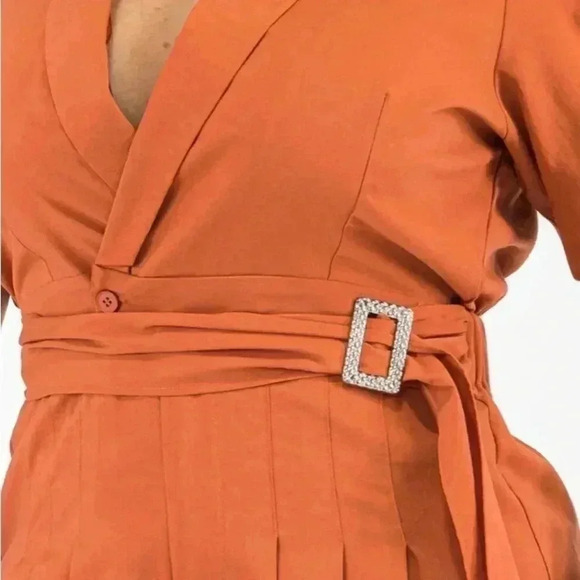 Plus size short sleeve tie wide keg jumpsuit - Picture 2 of 5